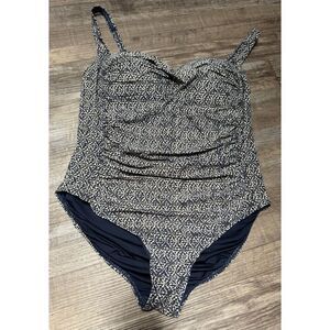 Nip Tuck Swim Nautical Foil Joanne One-Piece Swimsuit Navy Beach Size 10